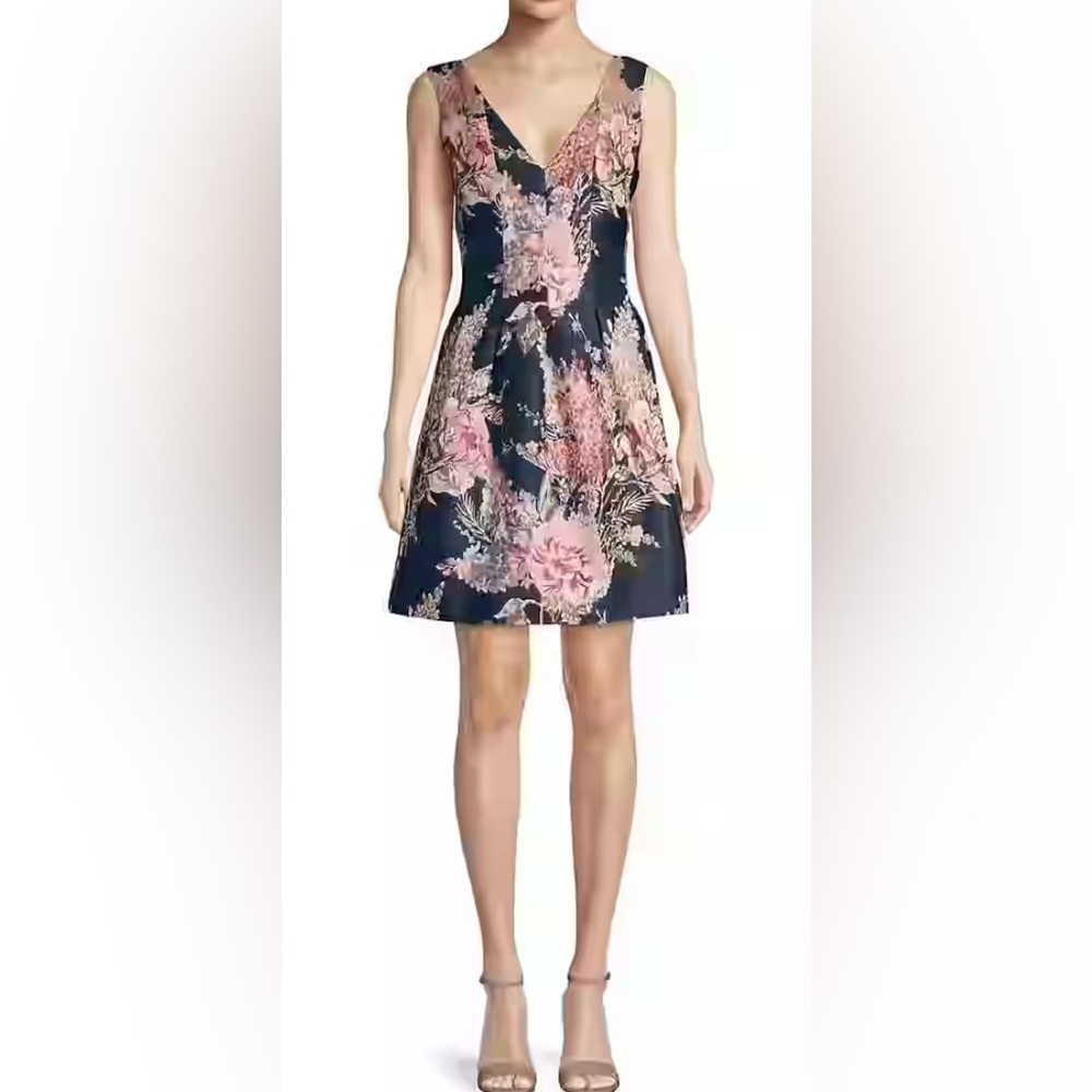 Floral A-Line dress - Blue and Pink